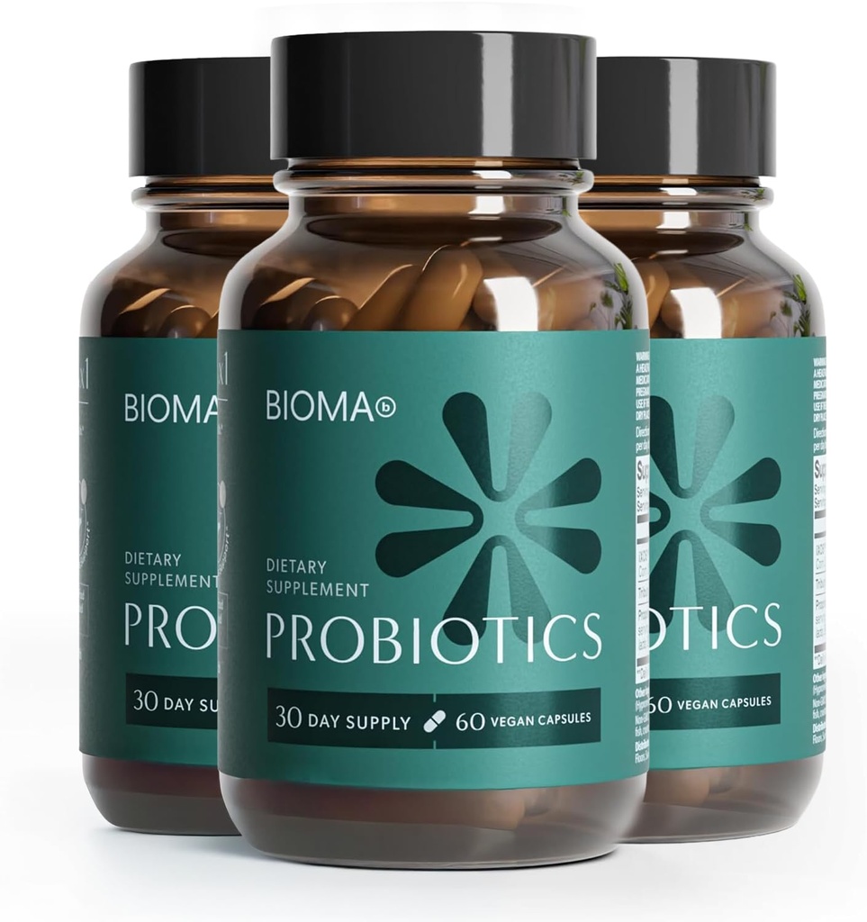 Bioma Probiotika - Digestive Health Probiotic - Gut Støtte for menn og kvinner med Xylooligosaccarider, Tributyrin & Bifidobacterium - Vegan & Glutenfri - 180 Forsinkede-depotkapsler (90-dagers forsyning)
