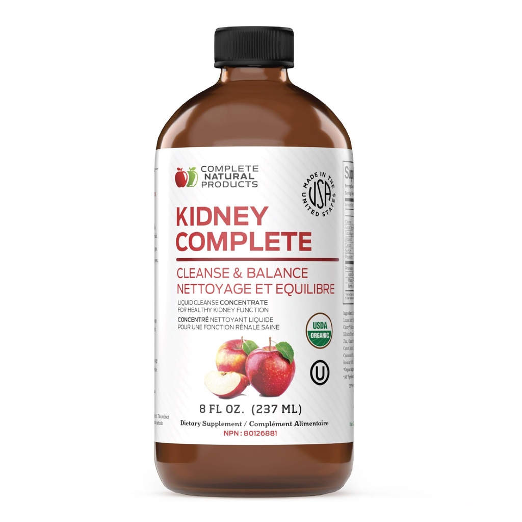 Complete Natural Products Nurnal Complete - 8oz Organic Liquid for Nurnal Support, Cleanse og Detox med Apple Cider Vinegar, Lemon, & Organic Chanca Piedra.
