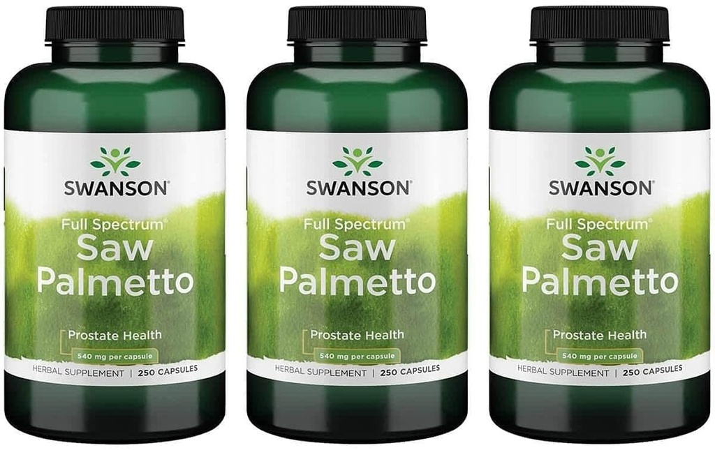 Swanson så Palmetto - Herbal Supplement å fremme mannlig prostata helsestøtte - naturlig hårtilskudd og urin helse støtte (540 mg 250 kapsler) (3 pakke)