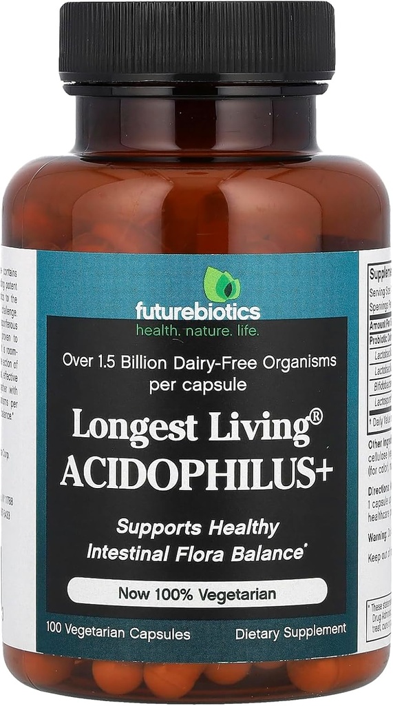 Futurebiotika Lengste Living Acidophilus Plus kapsler, 100-talls