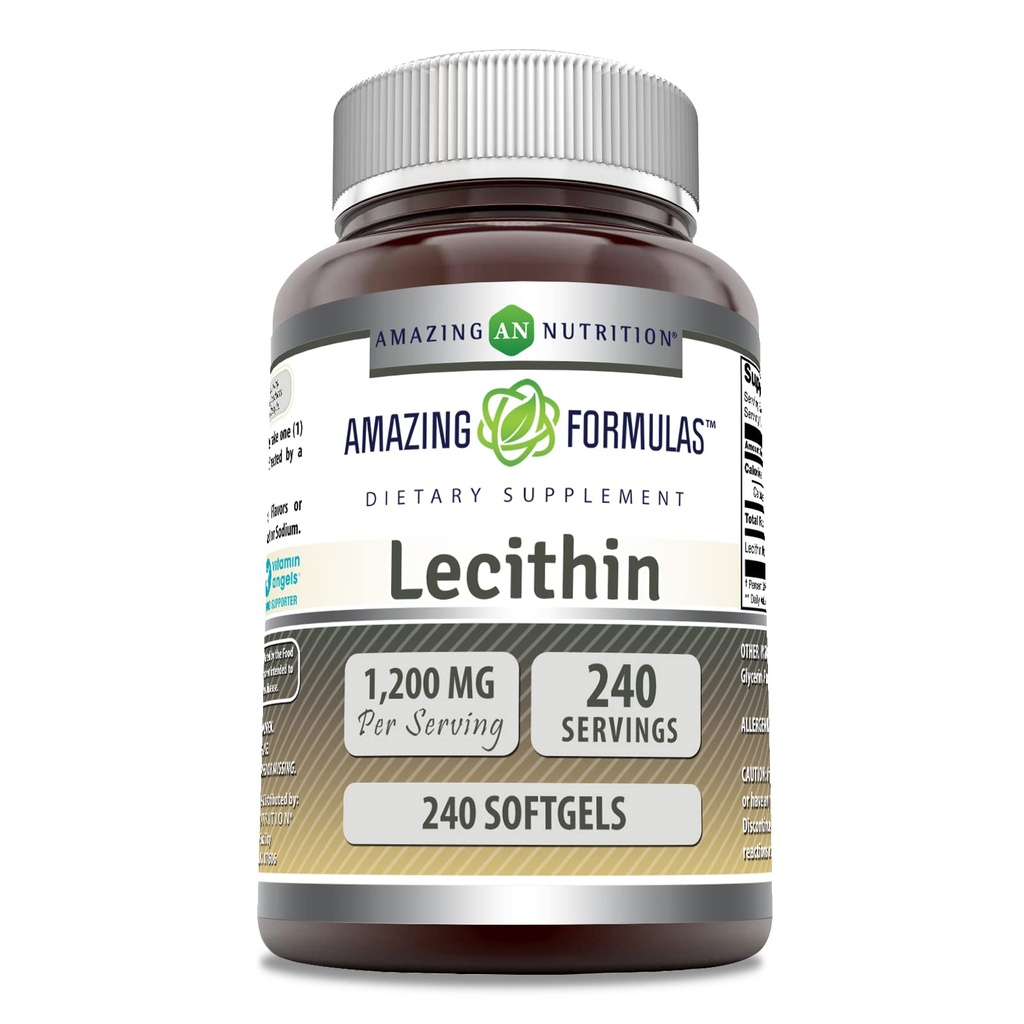 Amazing Formler Lecithin 1200 Mg | Softgels Supplement | Ikke-GMO | Glutenfri | Laget i USA (1 pakke | 240 greve)