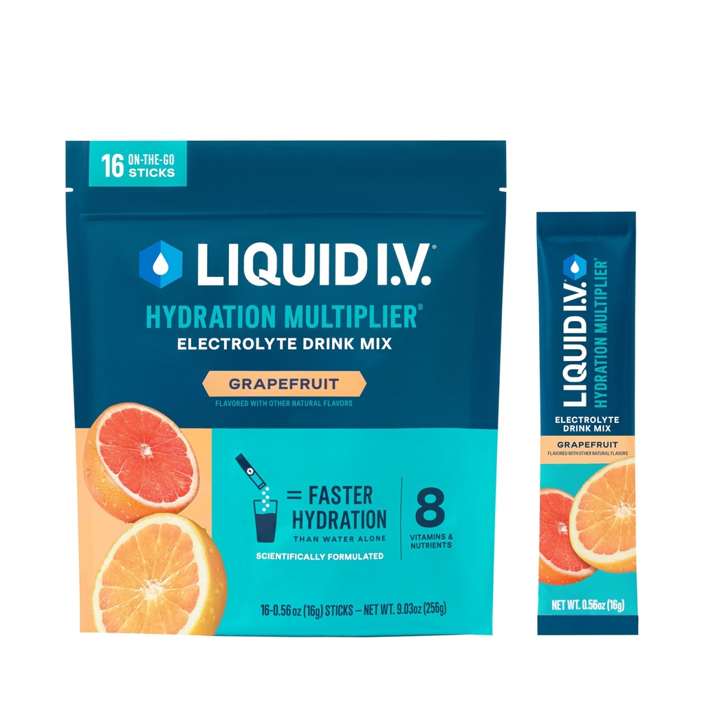 Liquid I.V.® Hydration Multiplier - Grapefrukt | Elektrolytt pulverdrikk blanding | 1 pakke (16 serveringer)