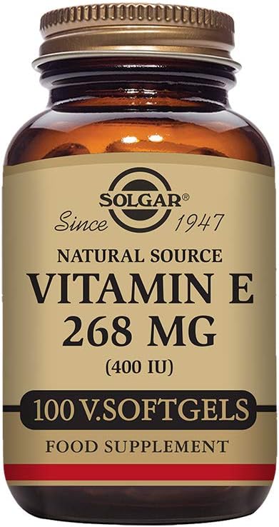 Solgar Vitamin E 268 mg (400 IU), 100 vegetariske softgels - Naturlig antioksidant, Hud og immunsystem Support - Naturlig kildet vitamin E - Ikke-GMO, Vegan, Glutenfri, Dairy Gratis - 100 Serveringer