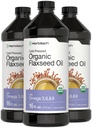 Horbäach Organic Flaxfrø Olje | 3 Pack | 16 fl oz Hver | kaldt presset | med Omega 3, 6, 9 | vegetarian, ikke-GMO, Glutenfri væske