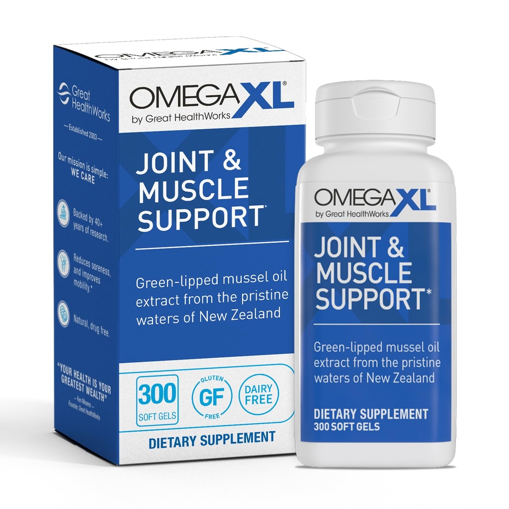 OmegaXL Joint Support Supplement - Naturlig muskel støtte, Grønn leppemusling olje, Mykt Gel piller, Drug-free, 300 greve