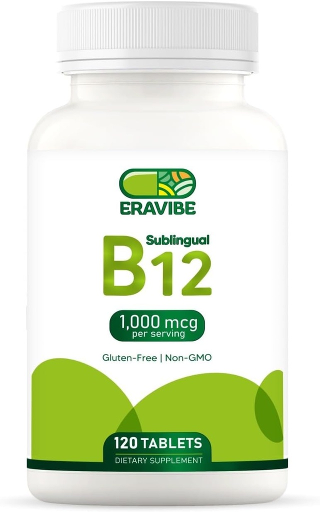 Vitamin B12 1000 mcg, 120 tabletter, Naturlig Cherry Flavor, Glutenfri, Ikke-GMO, Sukkerfri, Hurtigoppløselig