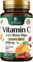 C-vitamin Chewable 1000mg - Ekstra styrke antioksidanter for kraftig immunstøtte m/Vitamin C & Rose HIPS - Potent Dietary VIT C Chews Supplement, naturlig oransje flavor, Vegansk, ikke-GMO - 60 tabletter