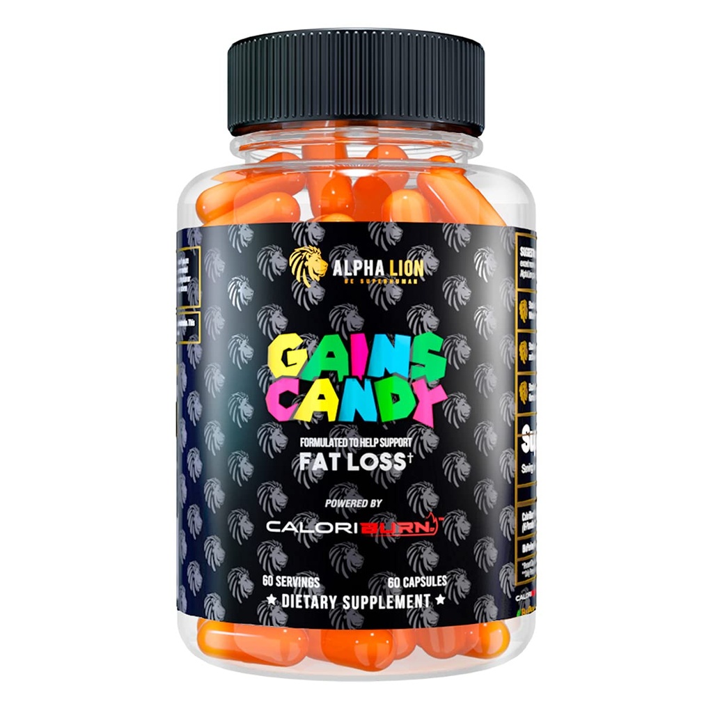 ALPHA LION Gains Candy, piller som støtter vekttap, energitilskudd, 100% naturlig ekstrakt, kaloribrenning, regulerer sunn metabolisme, 60 kapsler (Fat Loss - CaloriBurn®)