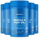 Fiskeolje Supplements med Omega 3 fettsyrer (5 flasker, 120 mygggels) - høy EPA, DHA, & IFOS fiskeolje piller støtte hjerte og felles helse - Burpless Fish Oil fremmer hjernefunksjon