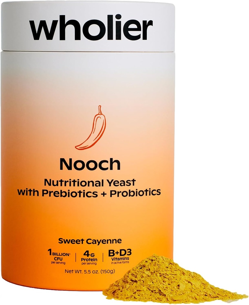 wholier Nutritional Yeast Flakes med prebiotika og probiotika for Gut Health. Methylcobalamin vitamin B12 & vitamin D3. Vegan Cheesy seasoning. (5.3 oz.) (BBQ Flavor)