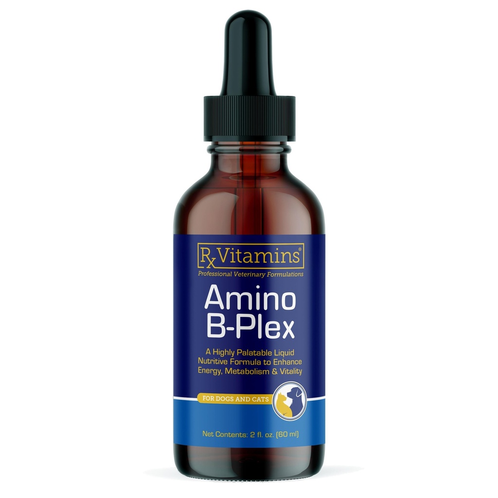 Rx Vitaminer Amino B Plex Cat & Hunde Supplement - vitamin B kompleks flytende Plus Aminosyrer for hunder og katter - Appetitt Booster og vektvinner Cat & Hunde Vitaminer - 2 oz