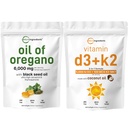 Mikroingredienser Olje av Oregano Softgels 6.000mg Per Serving & vitamin D3 5000 IU Plus K2 (MK-7) 100mg, 300 Jomfru Coconut Oil Softgels Bundle Pack ® 4X Styrke Carvacrol & Thymoquinon ® Essential