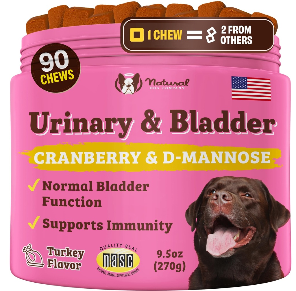 Naturlig Hundeselskap Urin & Bladder Supplement for hunder – Cranberry & D-Mannose Mykt Chews med Marshmallow Root & Astragalus – støtter Urin Tract Helse, Blader funksjon & Normal Urin Flow