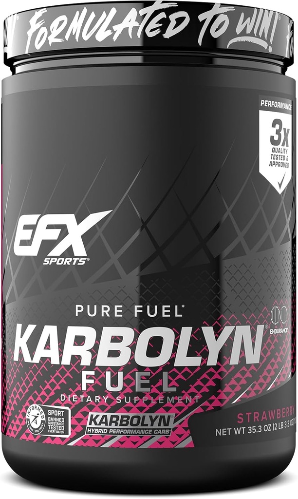 EFX Sports Karbolyn Drivstoff | Fastabsorberende karbohydrat pulver | Carb belastning, frigjørende energi, rask gjenoppretting | Stimulant gratis | 18 Services (Strawberry)
