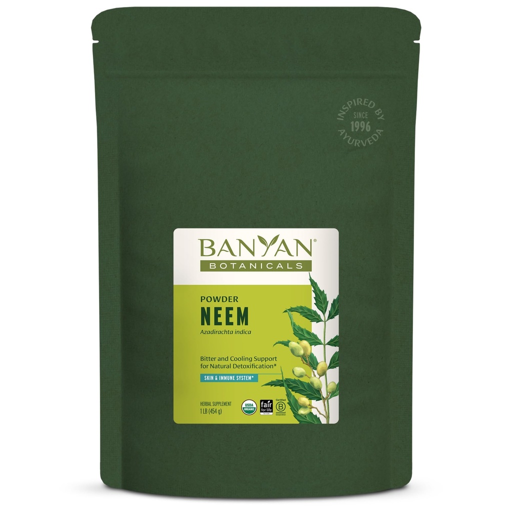 Banyan Botanicals Neem Powder – Organisk Neem Leaf Supplement (Azadirachta Indica) – for hudhelse, immunstøtte og naturlig avgiftning* – 1 lb. – Ikke-GMO Sustainablely Sourced FFL Fair Trade