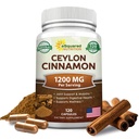 Naturlig Ceylon kanel 1200mg - 120 kapsler, True kanel fra Sri Lanka, Extract Supplement piller fremmer hjerte helse