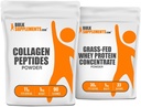 BulkSupplements Collagen Peptider 1kg + Grass Fed Whey Protein Koncentrate 1kg Bundle