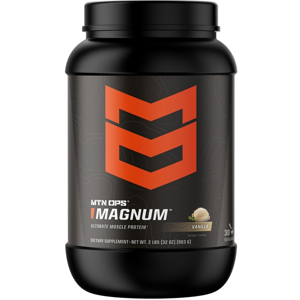 MTN OPS Magnum Vanilla Protein pulver, 23g Whey Isolate Protein & Melk Protein med BCAA, Zero Sugar & Glutenfri, Vanilla Milkshake, 30-Serving Tub