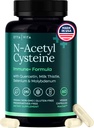 Vegan Liver Detox & Cleanse - NAC Supplement N-Acetyl Cysteine 600mg med Quercetin, Melk Thistle, Molybdenum & Selenium, N-Acetyl-Cysteine Kapsler for immunstøtte