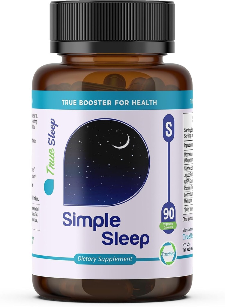 søvnstøtte Supplement Naturlig avslapning, Formel Magnesium Glycinate, Valerian Extract, GABA, Melatonin, Passion Blomster, Lemon Balm & fremme ro og forbedre søvnkvalitet 90 kapsler
