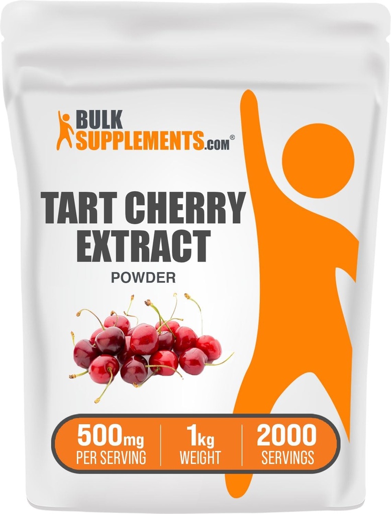 BulkSupplements.com Tart Cherry Extract pulver - Tart Cherry Supplement, Herbal Supplement - Antioksidant Source, Glutenfri, 500 mg per servering, 5kg (11 lbs) (pakke av 5)
