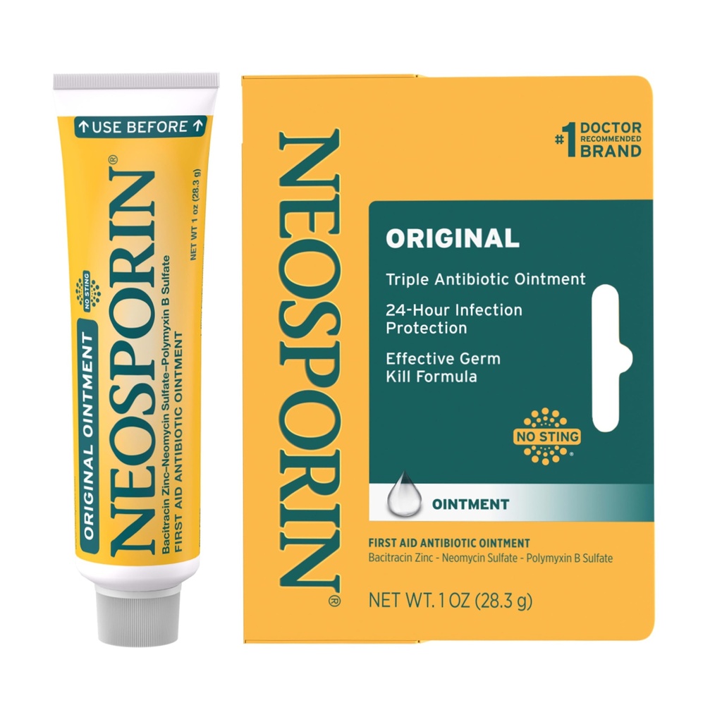 Neoporin Opprinnelig Førstehjelp Triple Antibiotic Ointment, Bacitracin Zinc & Neomycin Sulfate infeksjonsbeskyttelse, sår behandling og Scar utseende Minimizer for mindre kutt, Scrapes & Burns, 1 oz