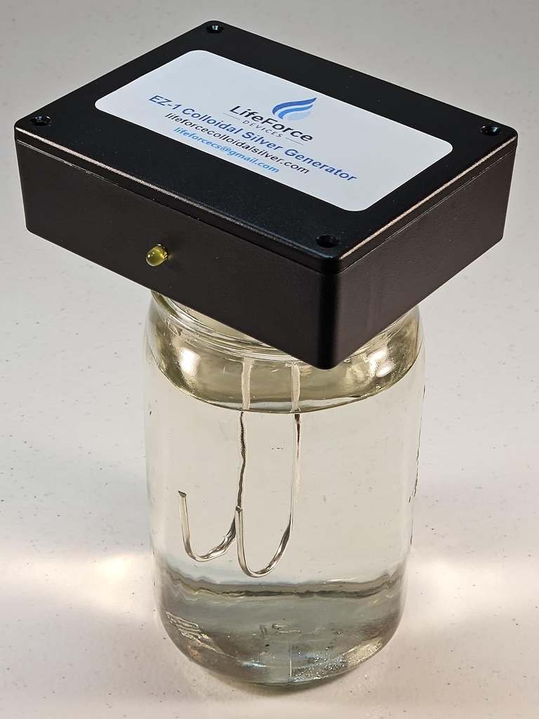 Kompakt EZ-1 Barebones Silver Generator - Batteridrevet DIY Fresh Silver Maker - Bærbar sett gjør 32oz på 22 minutter (12-gauge)