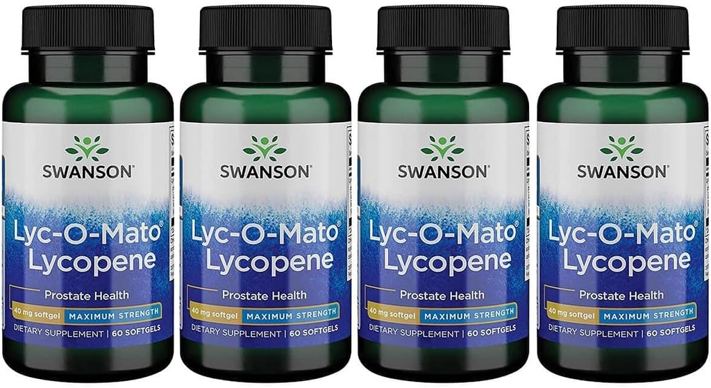 Swanson Super-styrke LYC-O-Mato Lycopen 40 Milligram 60 Sgels (4 pakke)