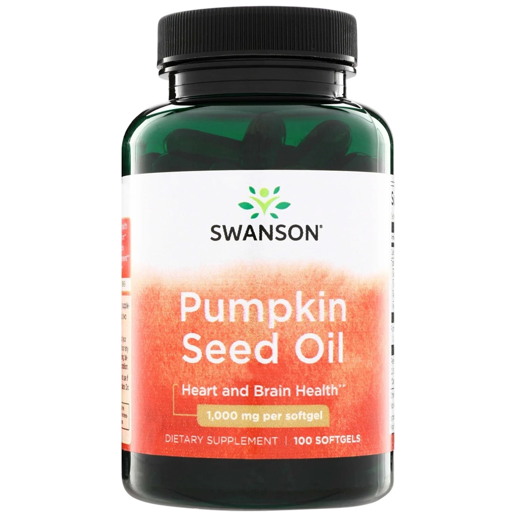 Swanson Pumpkin Seed Oil - høy biotilgjengelig EFA - (100 Softgel Kapsler, 1000 mg Hver)