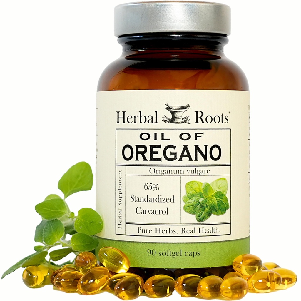 Herbal Roots Oregano - laget av middelhavs Oregano olje - 90 lett å svelge Softgel kapsler - Ekstra styrke 150mg