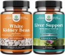 Bundle av naturlig hvit nynorskbønne ekstrakt - Digestive helse diett Fiber og trening supplement og lever rengjøring og Detox & Reparasjon Formula - Herbal Liver støtte Supplement med Melk Thistle