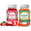 Lunakai Prenatal og vitamin C Gummies Bundle - Graviditet Multivitamin Supplement med jern og folsyre - 300 mg organisk, ikke-GMO, Vegansk Chewable Gummy - 30 dagers forsyning