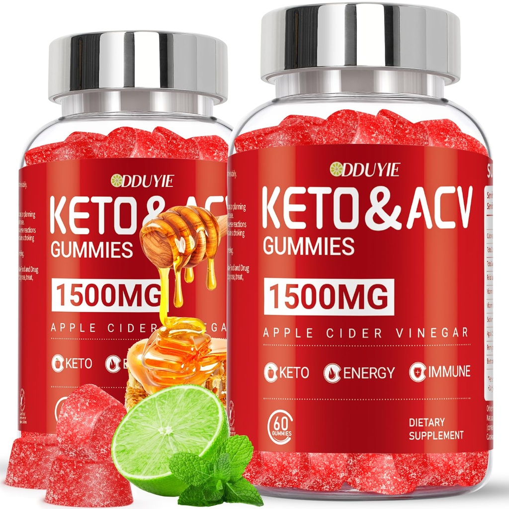 Keto ACV Gummies - 1500mg Apple Cider Vinegar Gummies med Pomegranate Beetroot & Vitamin B12 B6 - Lemon Honning Flavor - for menn og kvinner - GMO Gratis & Vegan - 120 Count