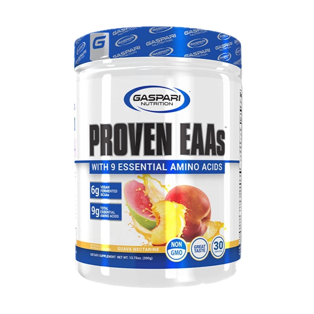 Gaspari Ernæring Proven EAAs, Vegan Fermented EAAs, Forbedrer gjenoppretting og replikasjoner Electrolytes, Ikke GMO (30 Serveringer, Guava Nectarine)