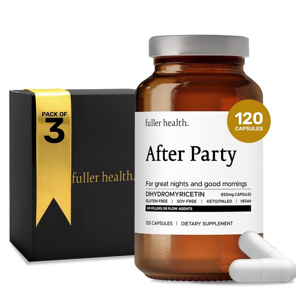 Fullere helse Etter Party DHM Dihydromyricetin Supplement | Støtter lever, metabolisme, energinivå, post-kjelebration relief | Føle forfriskende, 650mg Per pille | 3 flasker, 72 serveringer