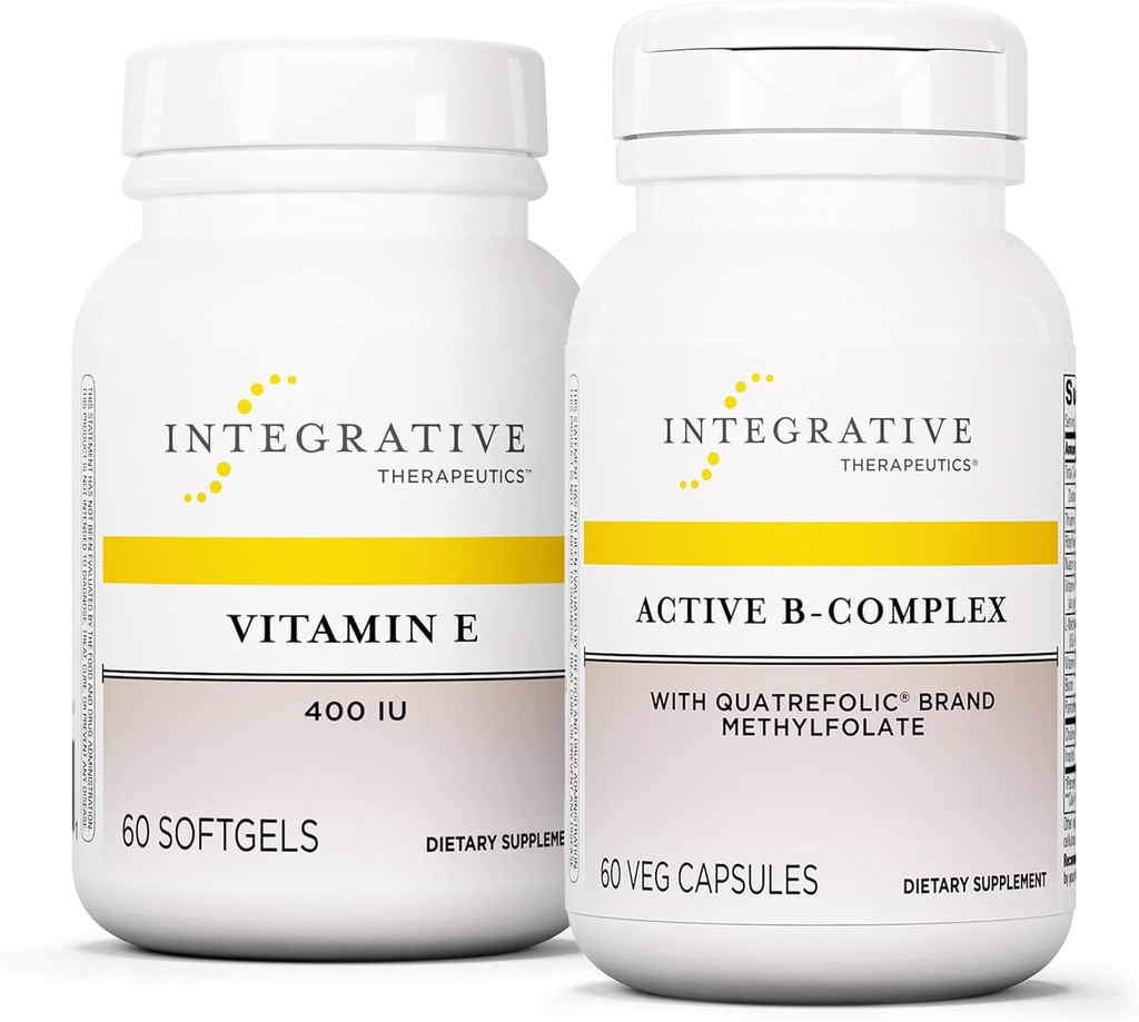 Integrative terapier Bundle med aktiv B-kompleks, 60 kapsler og vitamin E, 60 Softgels - Aktiv B-kompleks å støtte energimetabolisme* - Vitamin E å støtte hjertehelse og antioksidant aktivitet*