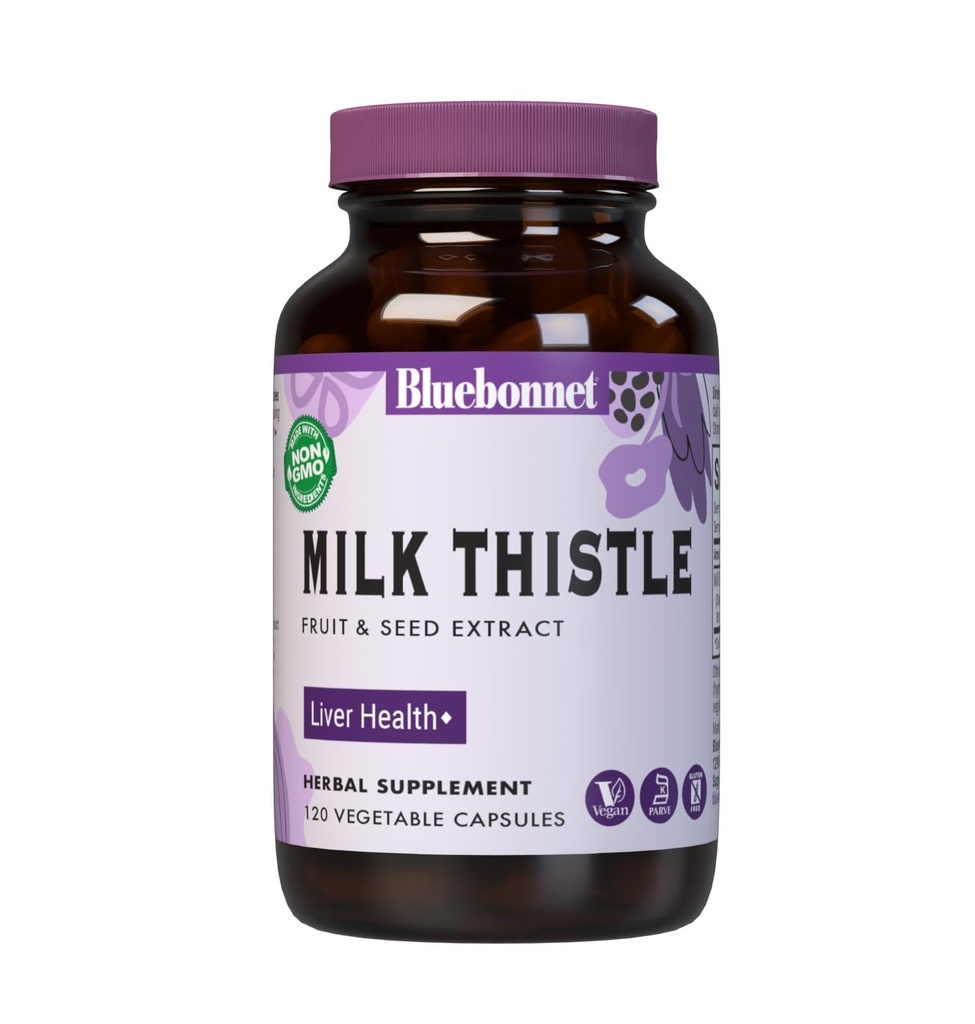 BlåBonnet Ernæring Melk Thistle Frukt & frø ekstrakt, Liver Helse *, Ikke-GMO, Vegansk, Kosher Certified, Glutenfri, Soya-fri, 120 Grønnsaker Kapsler, 120 Serveringer