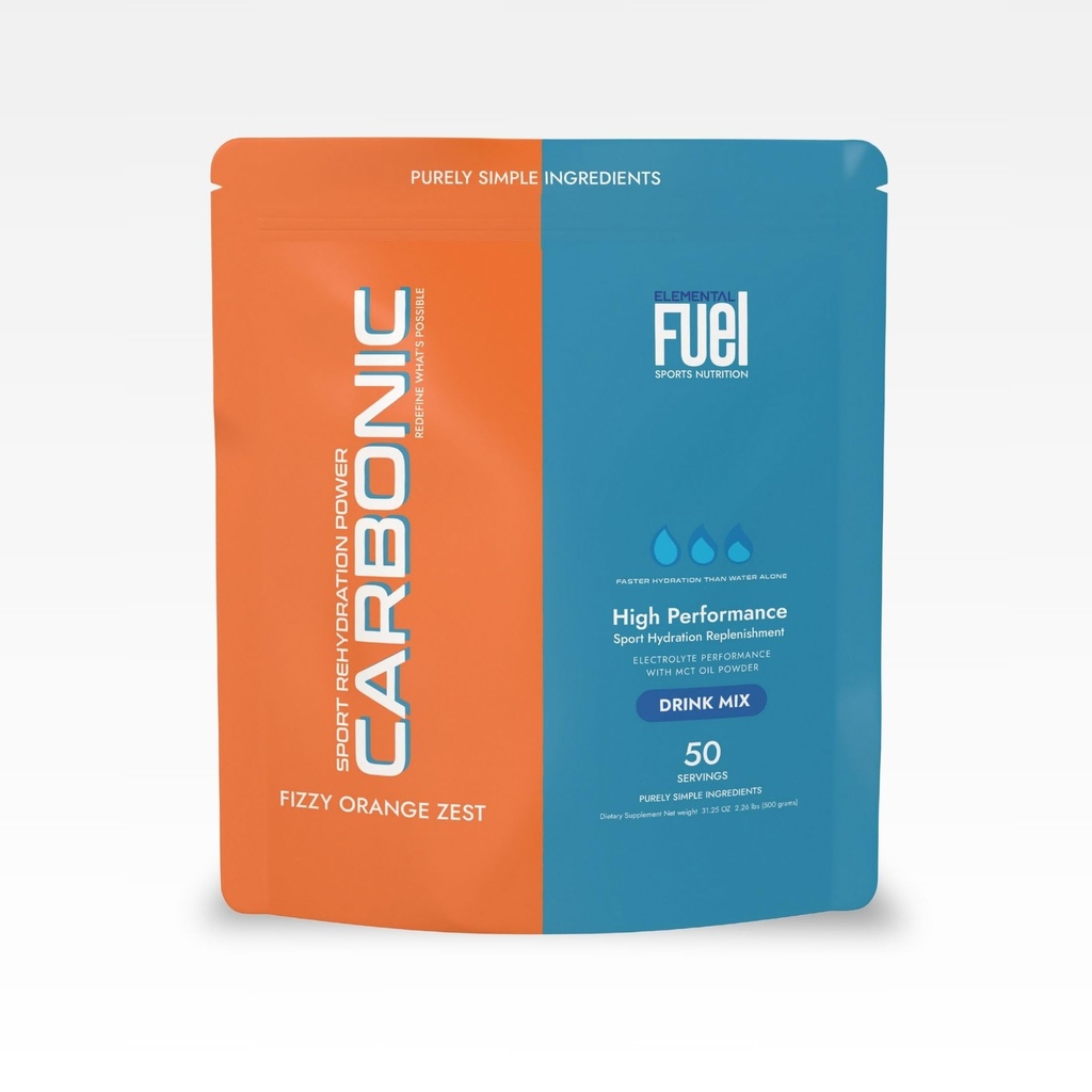 Carbonic Orange Zest Hydration & MCT oljepulver ernæring - First-Ever Advanced Electrolyte & MCT formel, forbedrer hydrasjon, utnyttbar energi, og gjenoppretting - 50 Serveringer