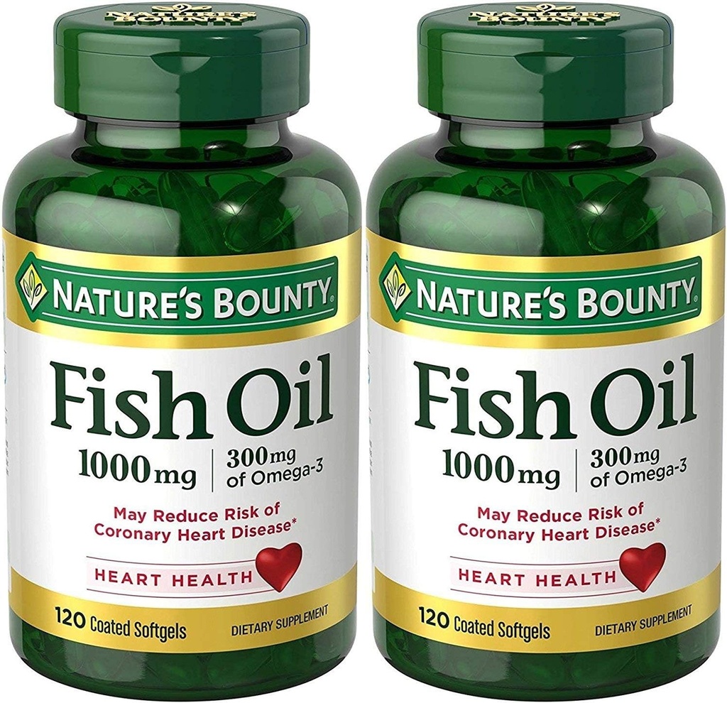 Naturens Bounty Fish Oil (Odorless) 1000 Mg, 240 Softgels (2 X 120 greve flasker)