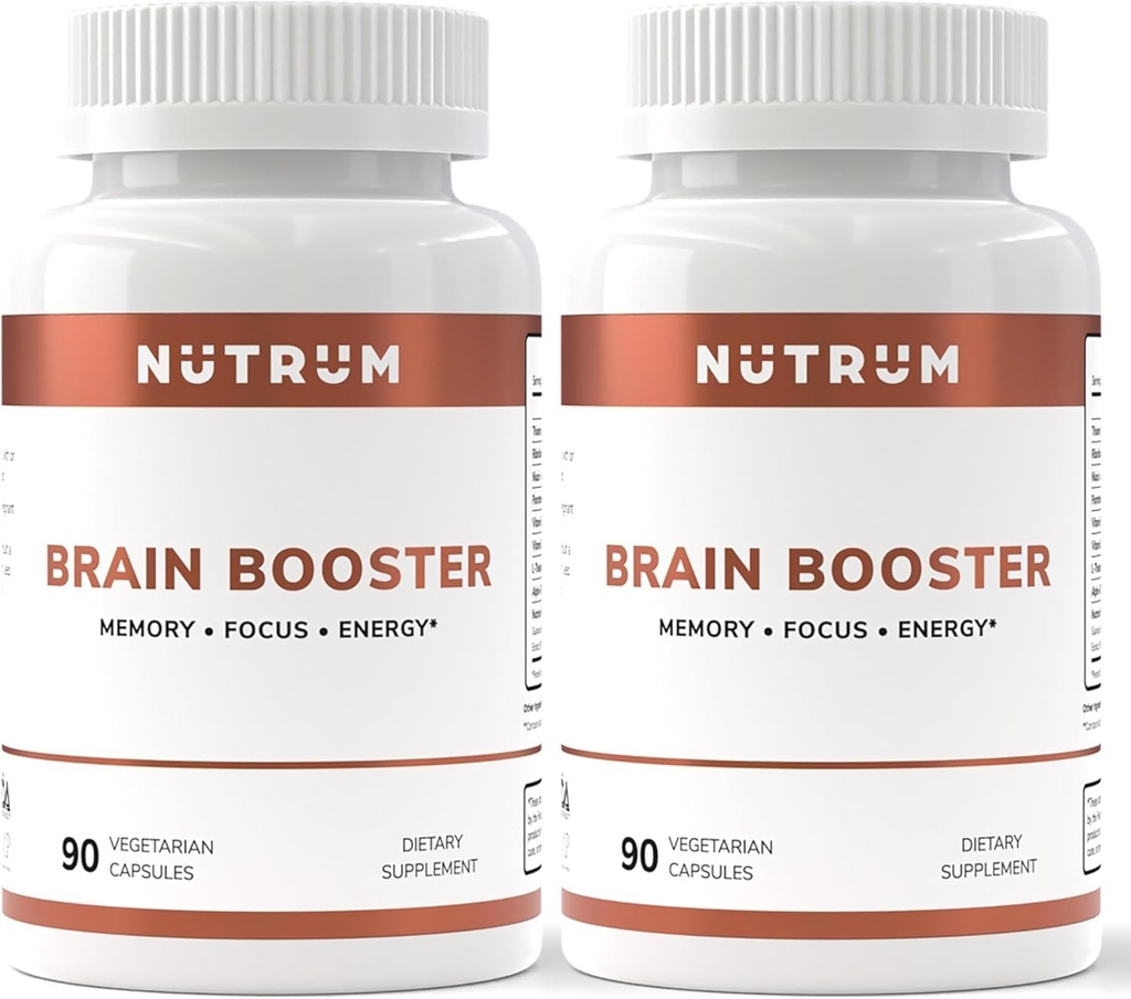 Brain Booster Supplement - Brain Power Nootropic Supplement - Hjernepiller for fokus, minne, klarhet, energi og bedre konsentrasjon med Alpha-GPC, L-Theanine, Rhodiola, Ginseng, Guarana (Pack of 2)