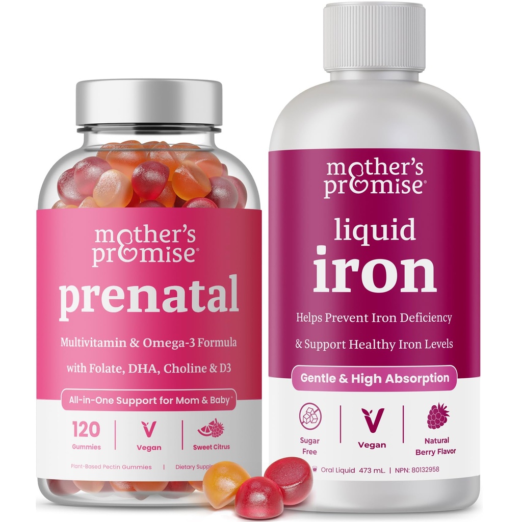 Mors løfte Prenatal Gummies & flytende jernbunn