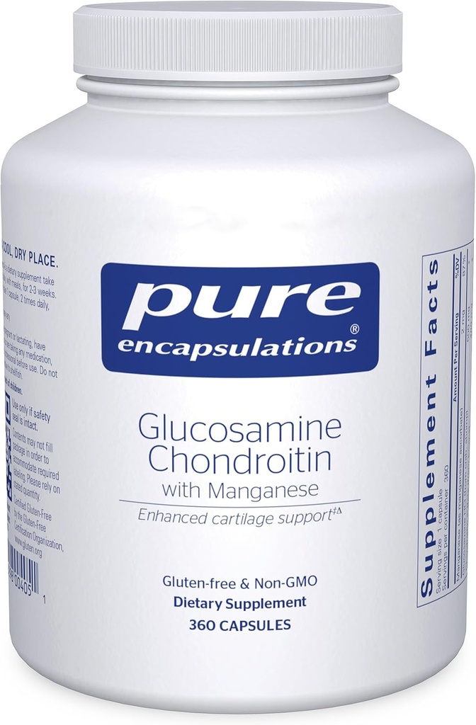 Pure Enkapslinger Glukosamine Chondroitin med Manganesisk | Supplement for felles støtte, komfort, mobilitet, Cartilage Integritet og helse, og Connective Tisue* | 360 Kapsler