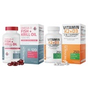 Bronson vitamin K2 (MK7) med D3 Supplement Omega-3 Fisk + Krill olje 1000 MG