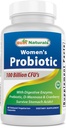 Beste Naturals Probiotika for kvinner 100 milliarder CFU - 10 Strains + Prebiotika Fiber + Digestive Enzyme Blend + Kvinners Helse Herbal Blanding - Immune, Digestive & Gut Health - 60 Deleyaed Kapsler