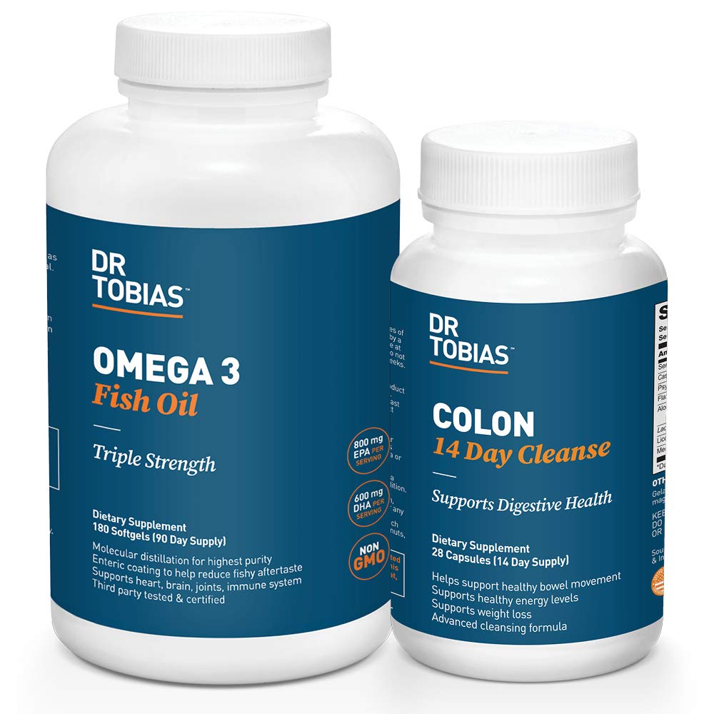 Dr. Tobias Omega 3 Fiskeolje og Colon 14 dagers rensing for forbedret dialyse og generell helse