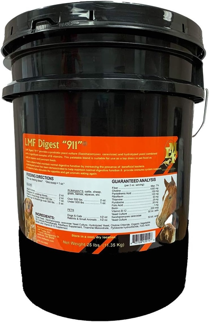 LMF Digest 911 - 25 pound prebiotiske og probiotiske Supplement for hester, botanisk og kjæledyr