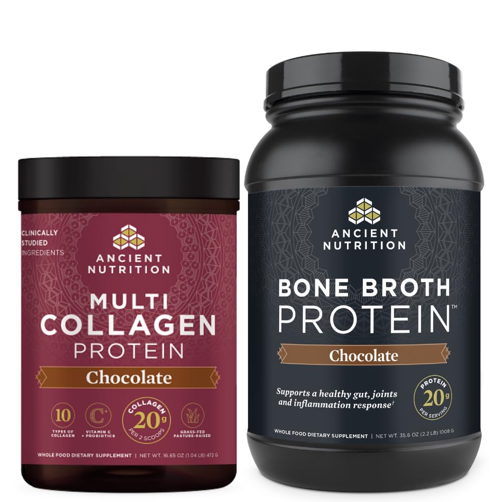Antikkens Nutrition Multi Collage Protein pulver, sjokolade, 40 serveringer + Bone Broth Protein pulver, sjokolade, 40 serveringer