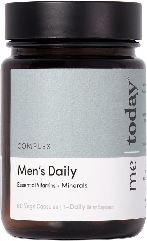 meg i dag Multivitamin for menn, Mineral Kosttilskudd med 27 vitaminer, mineraler og urter, inkludert D, C, A, B, Biotin og sink, vegetarisk | generelle helsesupplement | 60 kapsler