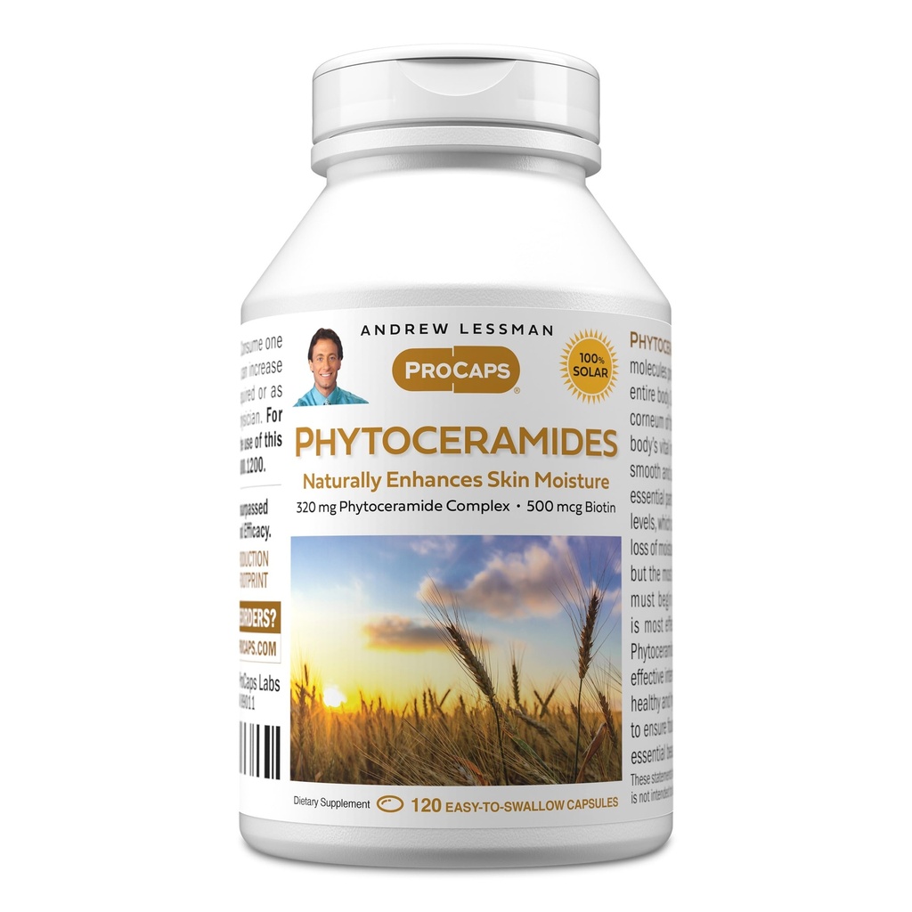 ANDREW LESSMAN Phytoceramider med Biotin 120 Softgels - Hudens Vital Natural Interne Moisturizer. Naturlig forbedrer mykt, glatt, strålende hud. Ingen additiver. Små lett å svelge Softgels
