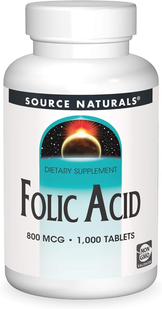 Kilde Naturals Folic Acid 800 mikrog Diett Supplement - 1000 tabletter
